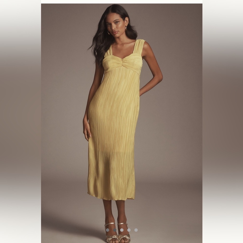 NWT By Anthropologie Pleated Satin Midi Dress size XL